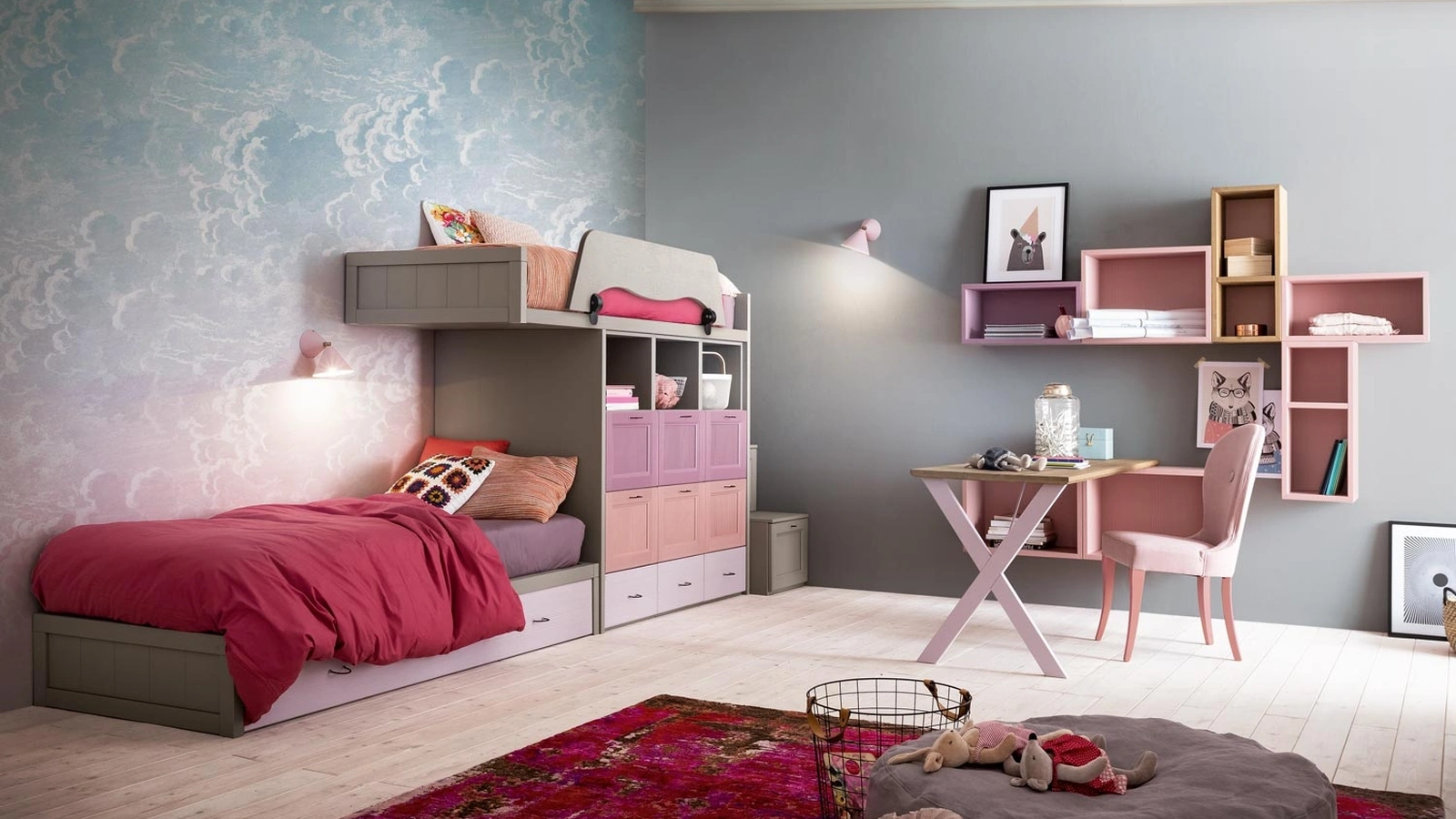 Cameretta a soppalco con angolo studio Everyday Edonè Confetto di Callesella