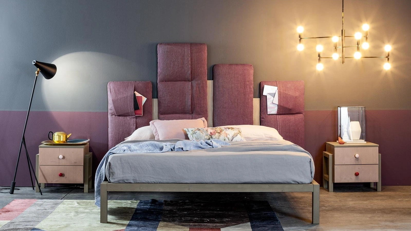 Letto Indio con testiera imbottita di Callesella