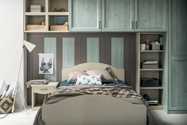 Letto ad una piazza e mezza in legno laccato Luna di Callesella