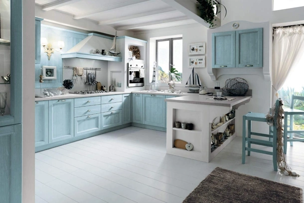 Cucina in Muratura con penisola Everyday Anice Talcato di Callesella