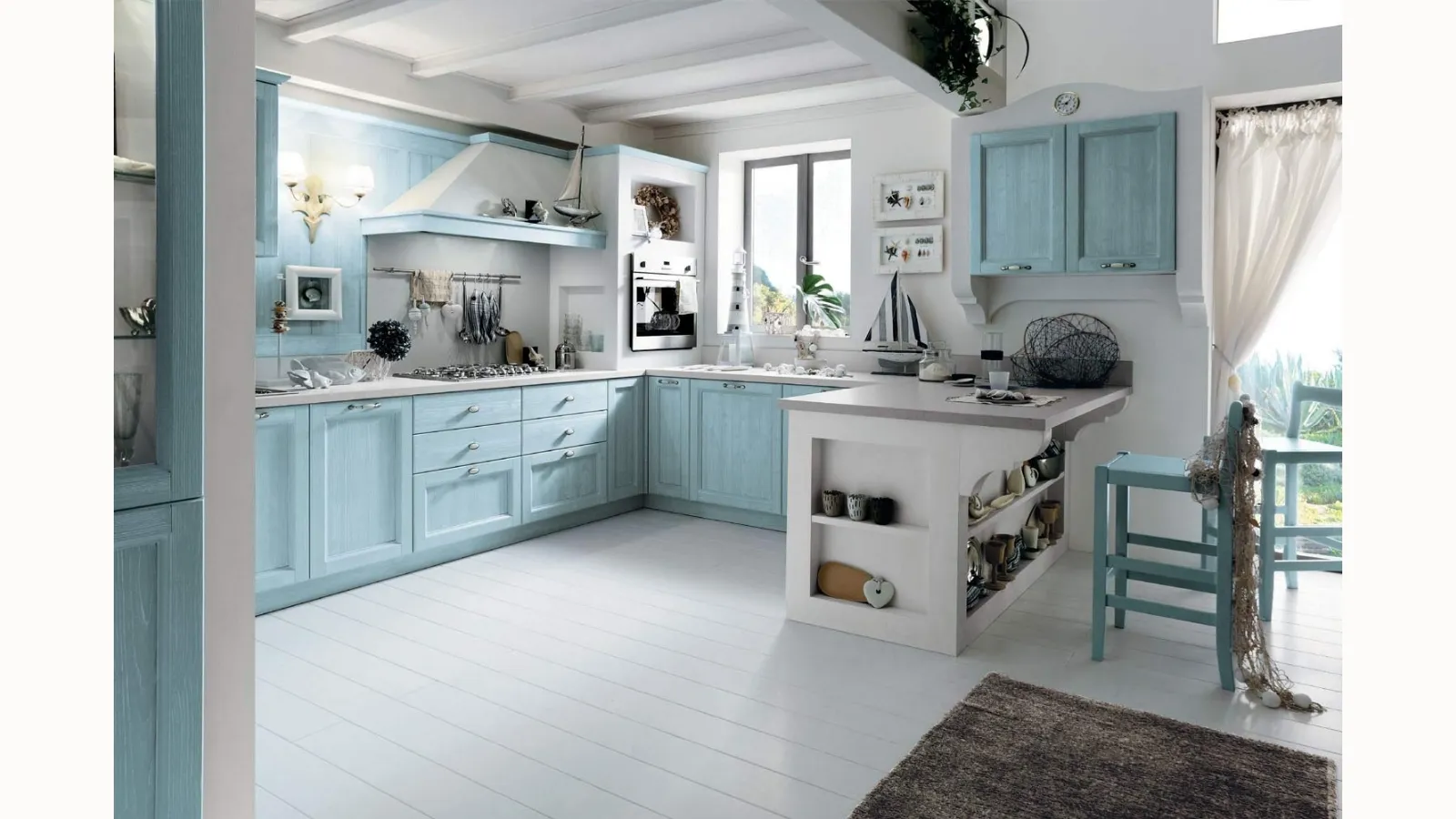 Cucina in Muratura con penisola Everyday Anice Talcato di Callesella